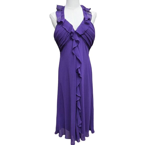 SL Fashion Vtg Y2K Romantic Whimsigoth Sheer Chiffon Ruffle Midi Halter Dress 12 - Picture 1 of 12